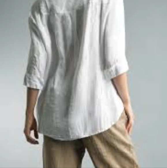 Hot cotton white linen blouse - Picture 3 of 6